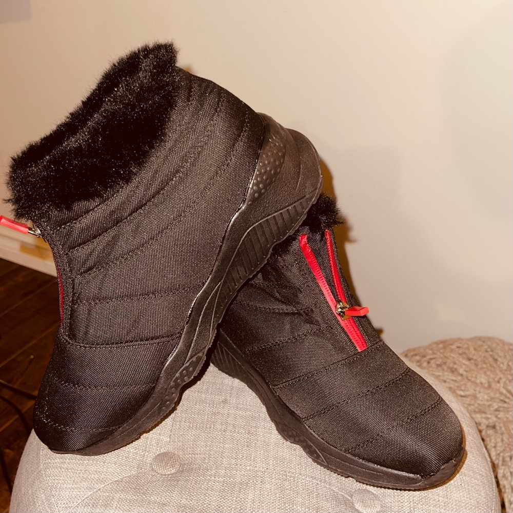 Fur lined-slip on -zip up -non slip -ankle boots